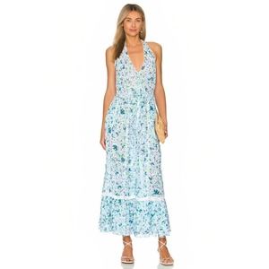 Poupette St. Barth Carine Maxi Dress in Blue Monaco Medium Sleeveless Halter